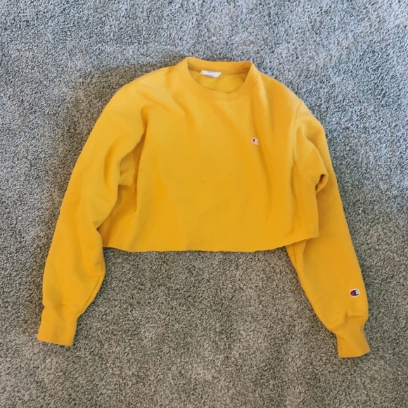 Yellow Cropped Champion Hoodie - Picture 4 of 5